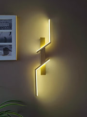 Gold Coated Long Zig Zac Wall Light