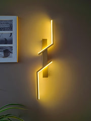 Gold Coated Long Zig Zac Wall Light