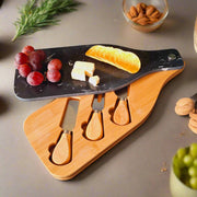 Wooden Cheese Platter Set With Marble Board And Cheese Cutlery Style 1