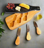 Wooden Cheese Platter Set With Marble Board And Cheese Cutlery Style 1