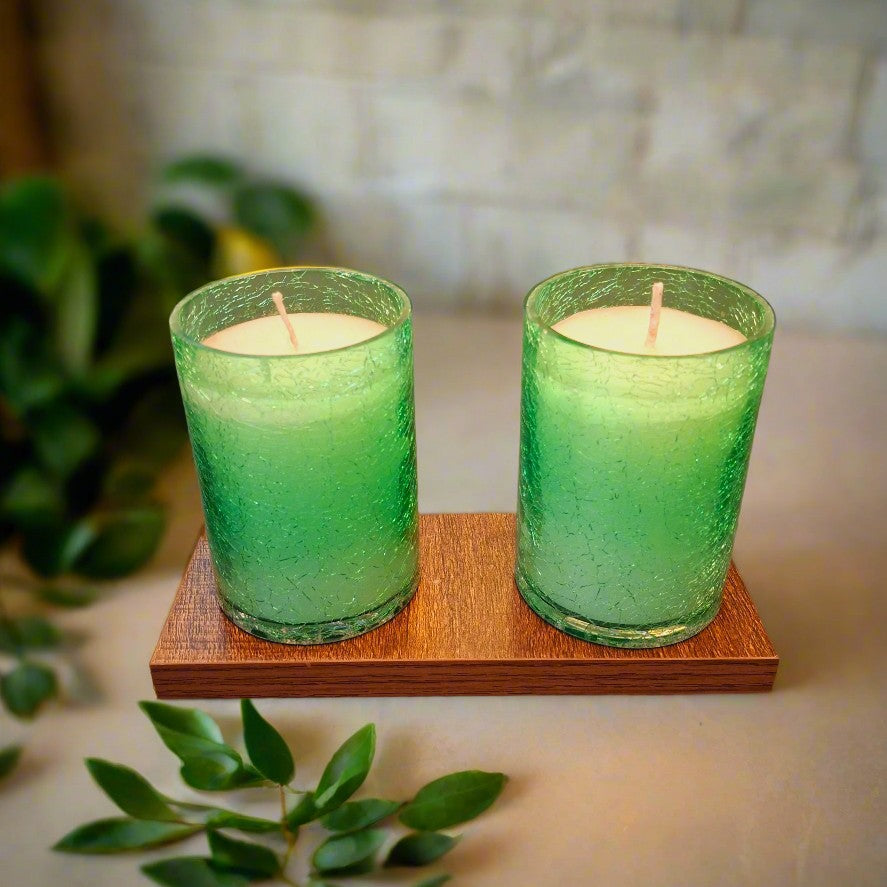 Green Crack Jar Candle set of 2
