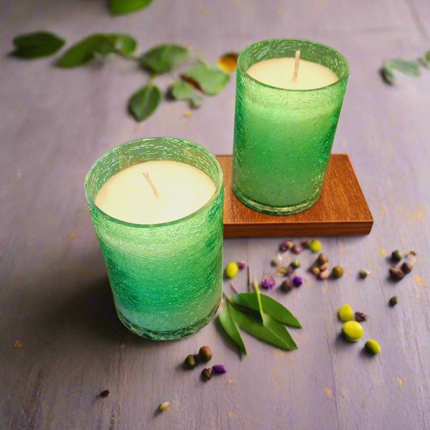 Green Crack Jar Candle set of 2