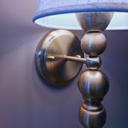 Golden Antique Finish Wall Lamp with Off White Cotton Fabric Shade