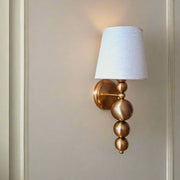 Antique Finish Wall Lamp with Off White Cotton Fabric Shade