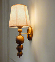 Antique Finish Wall Lamp with Off White Cotton Fabric Shade