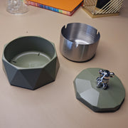 Stainless Steel & Plastic Base Portable Ashtray Spinning Lid Modern Tabletop Ashtray