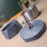Stainless Steel & Plastic Base Portable Ashtray Spinning Lid Modern Tabletop Ashtray