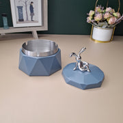 Stainless Steel & Plastic Base Portable Ashtray Spinning Lid Modern Tabletop Ashtray