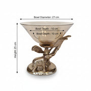 Luxury Elephant Design Decorative Glass Bowl with Antique Gold Finish