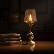 Luxury Tall Horse Head Decorative Candle Holder with Crackle Glass Shade