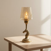 Luxury Tall Horse Head Decorative Candle Holder with Crackle Glass Shade