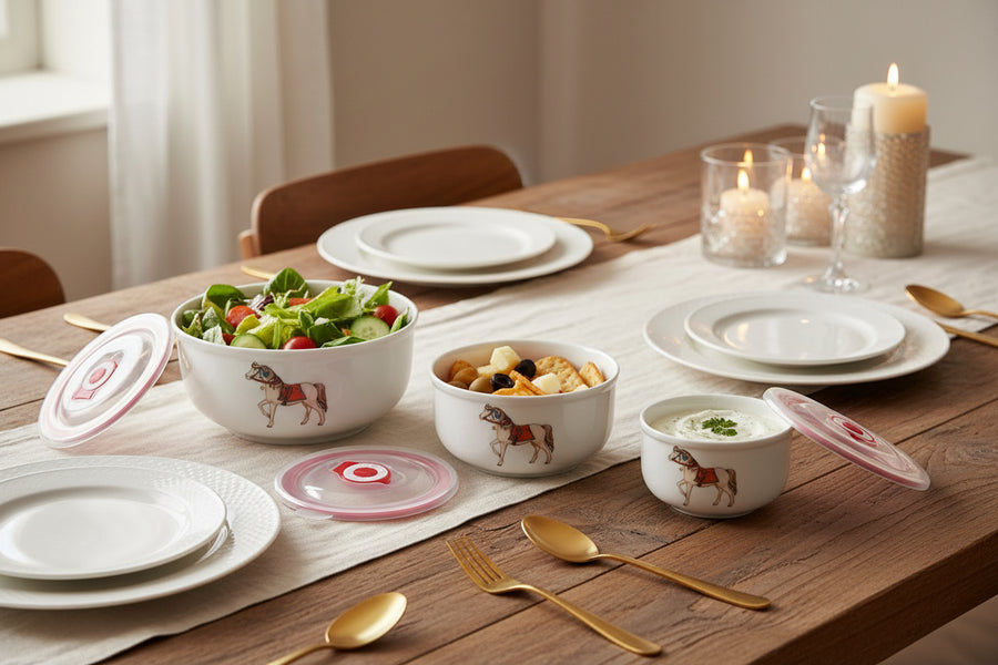 set of 3 Ceramic  serving Bowl Set with Air tight Lids