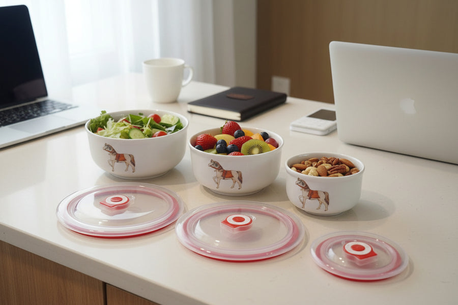set of 3 Ceramic  serving Bowl Set with Air tight Lids
