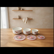 set of 3 Ceramic  serving Bowl Set with Air tight Lids