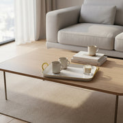 set of 3 off- White & Gold Rectangular Serving Tray