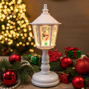 Coral Tree Christmas Lantern Light Santa & Snowman Design | Warm LED Glow with Snow Glitter Effect | 23 cm Height