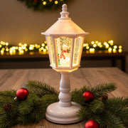 Coral Tree Christmas Lantern Light Santa & Snowman Design | Warm LED Glow with Snow Glitter Effect | 23 cm Height
