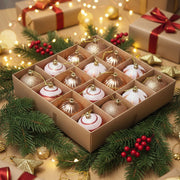 Coral Tree Christmas Ball Set – 16 Copper, Gold & White Ornaments