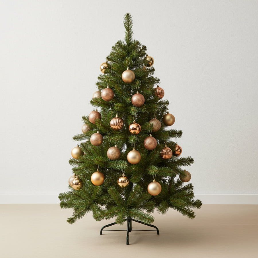 Coral Tree Christmas Ball Set – 16 Copper, Gold & White Ornaments