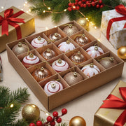 Coral Tree Christmas Ball Set – 16 Copper, Gold & White Ornaments