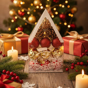 Coral Tree 12-Piece Hanging Christmas Ornament Set – 4 Style Mix of Red, Gold & Pinecones