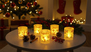 Coral Tree LED Christmas Printed Candle Lights Set of 4/5