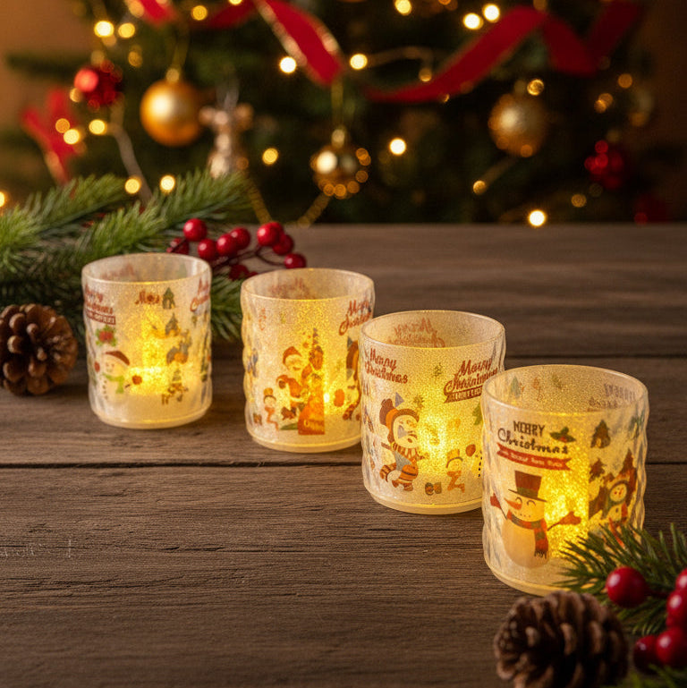 Coral Tree LED Christmas Printed Candle Lights Set of 4/5