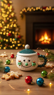 Coral Tree Snowman Ceramic Mug with Lid – Christmas Special
