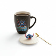 Coral Tree Stitch Ceramic Mug with Lid & Spoon – Cute Cartoon Coffee Cup