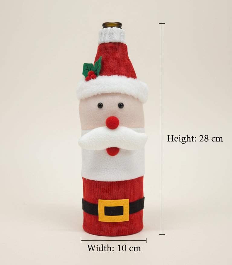 Coral Tree Christmas Wine Bottle Covers – Santa, Snowman & Reindeer Knitted Gift Wraps