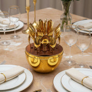 Coral Tree Golden Egg Cutlery Holder – 24-Piece Luxury Gold Flatware Set