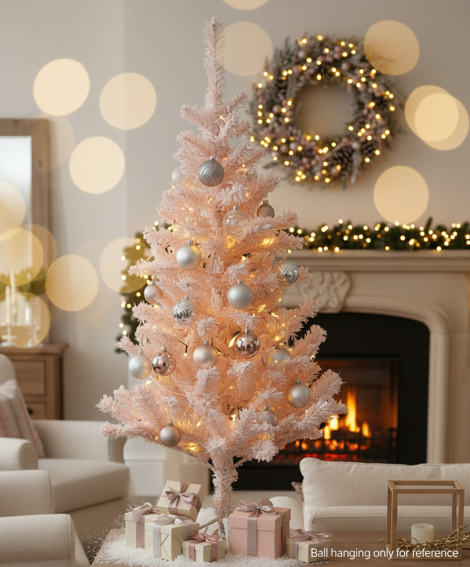 Coral Tree Pink Snowy Christmas Tree with Metal Stand – 150 cm
