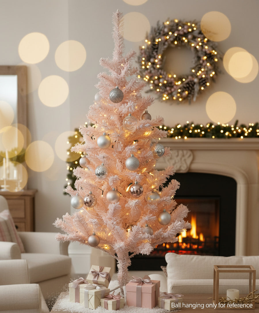 Coral Tree Pink Snowy Christmas Tree with Metal Stand – 150 cm