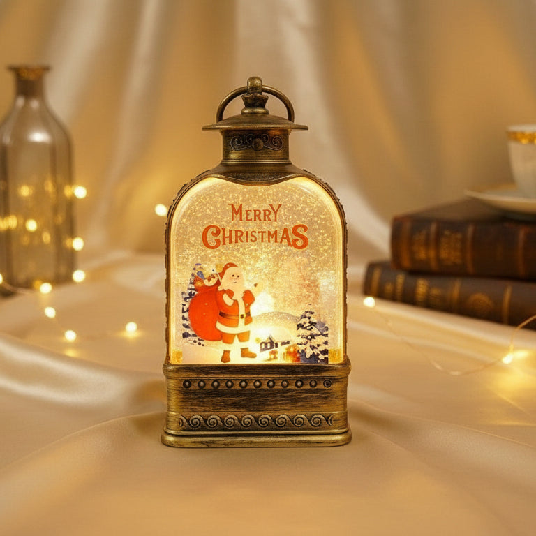Christmas LED Hanging Snow Lantern – Antique Finish (17 cm)