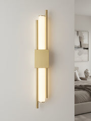 Modern Luxury LED Wall Light for Living Room, Bedroom, Hallway – Vertical Gold Metal Design