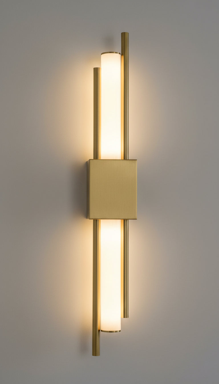 Modern Luxury LED Wall Light for Living Room, Bedroom, Hallway – Vertical Gold Metal Design