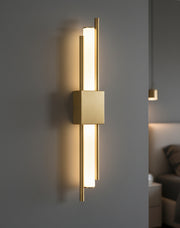 Modern Luxury LED Wall Light for Living Room, Bedroom, Hallway – Vertical Gold Metal Design