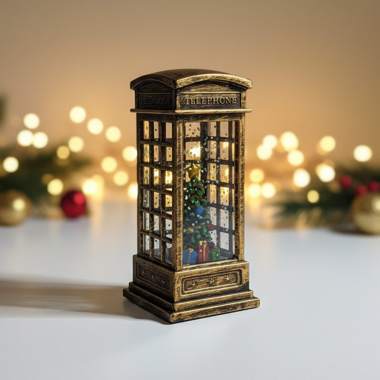 Coral Tree Christmas LED Telephone Booth Lantern – Santa / Snowman / Tree Décor