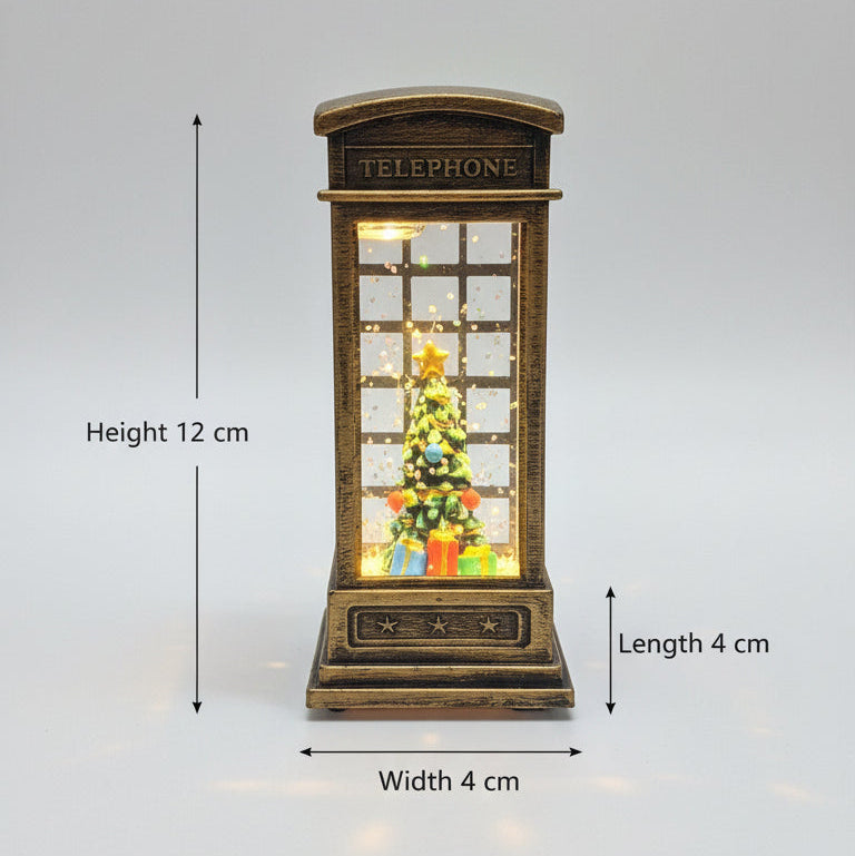 Coral Tree Christmas LED Telephone Booth Lantern – Santa / Snowman / Tree Décor