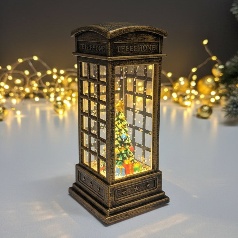 Coral Tree Christmas LED Telephone Booth Lantern – Santa / Snowman / Tree Décor