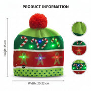 LED Christmas Woolen ginger breadman Cap with 4 Light Modes & 6 Built-in LEDs