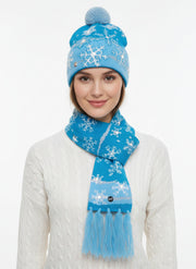 LED Christmas Beanie & Scarf Set – Gingerbread Theme