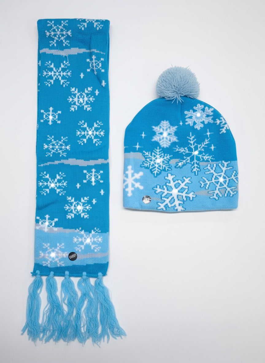 LED Christmas Beanie & Scarf Set – Gingerbread Theme