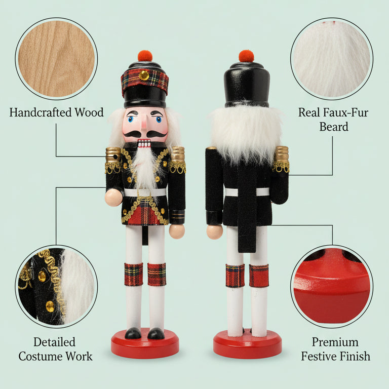 Coral Tree 12 inch Scottish Bagpiper Nutcracker – Wooden Tartan Figurine