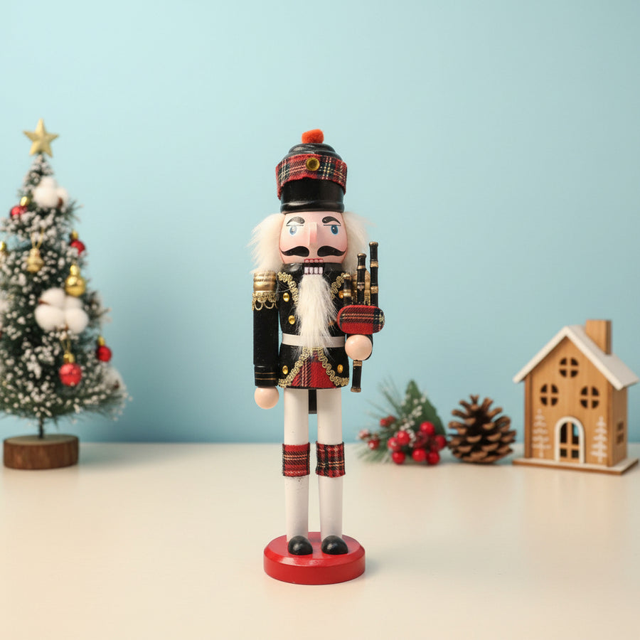 Coral Tree 12 inch Scottish Bagpiper Nutcracker – Wooden Tartan Figurine