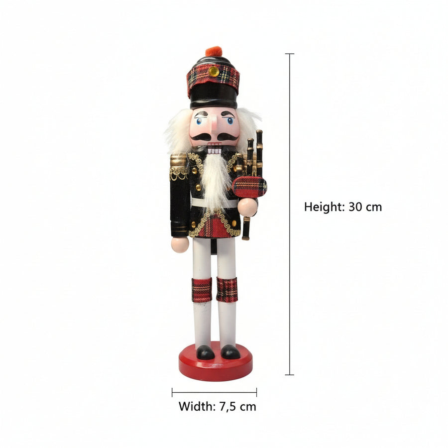 Coral Tree 12 inch Scottish Bagpiper Nutcracker – Wooden Tartan Figurine