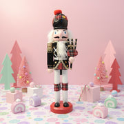 Coral Tree 12inch Scottish Bagpiper Nutcracker – Wooden Black & Red Tartan Figurine