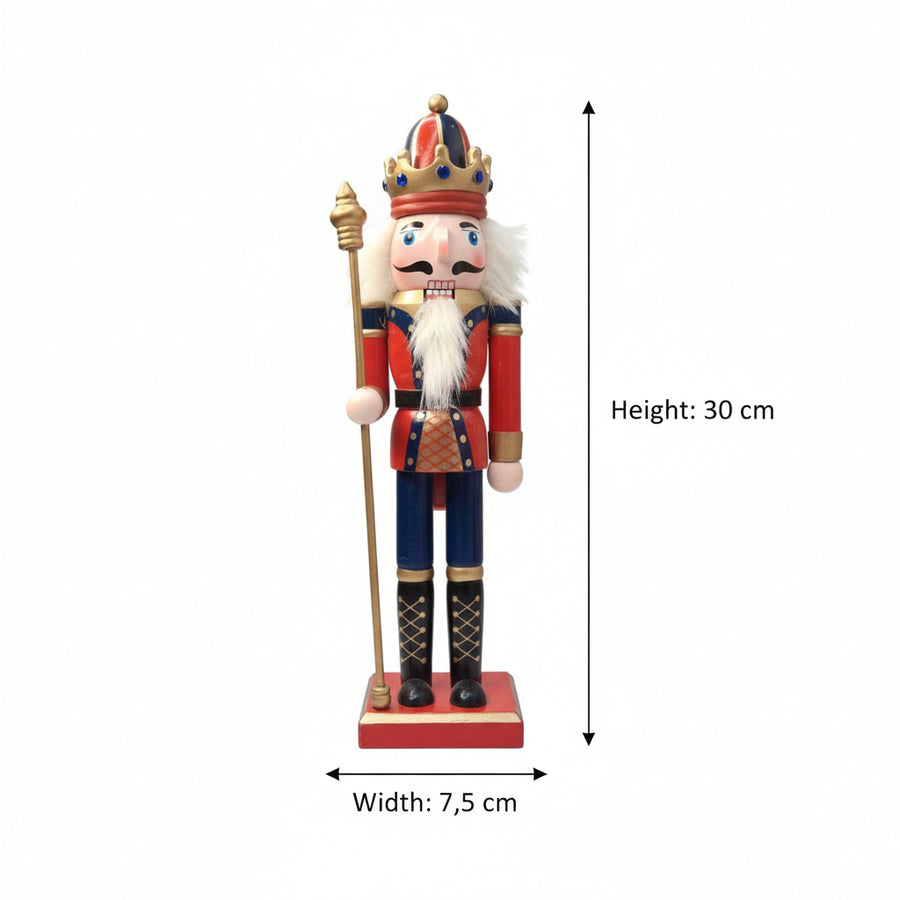 Coral Tree 12inch Wooden King Nutcracker – Red & Blue Christmas Figurine