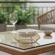 Coral Tree Ceramic Ashtray with Golden Metal Holder – Modern Tabletop Ashtray for Home, Office & Café Decor