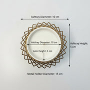 Coral Tree Ceramic Ashtray with Golden Metal Holder – Modern Tabletop Ashtray for Home, Office & Café Decor